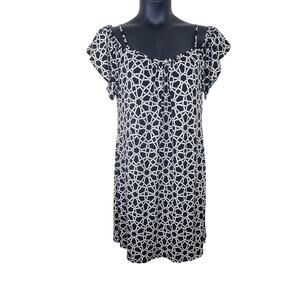 DB ESTABLISHED 1962 Black & White Print Cold Shoulder Mini Dress | Medium